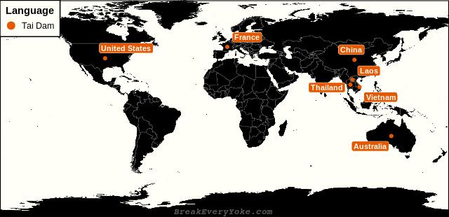 All countries where Tai Dam is a significant language