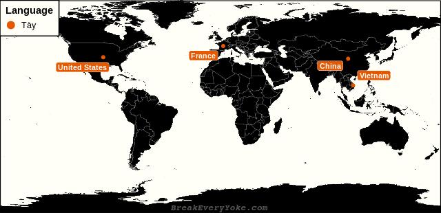All countries where Tày is a significant language