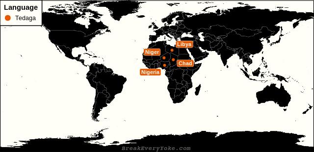 All countries where Tedaga is a significant language