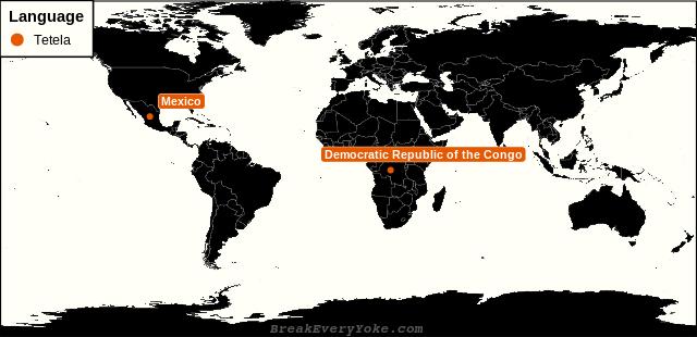 All countries where Tetela is a significant language