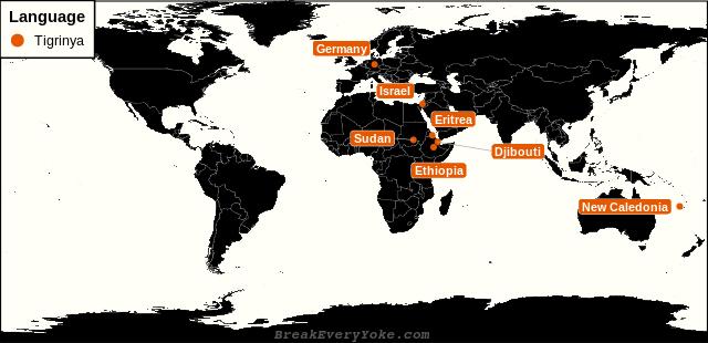 All countries where Tigrinya is a significant language