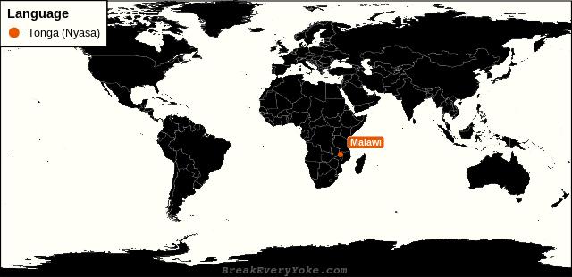 All countries where Tonga (Nyasa) is a significant language