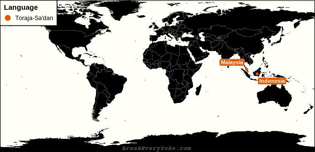 All countries where Toraja-Sa'dan is a significant language