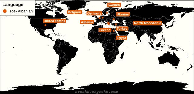 All countries where Tosk Albanian is a significant language