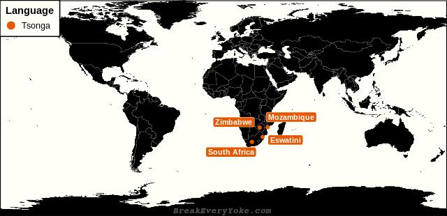 All countries where Tsonga is a significant language