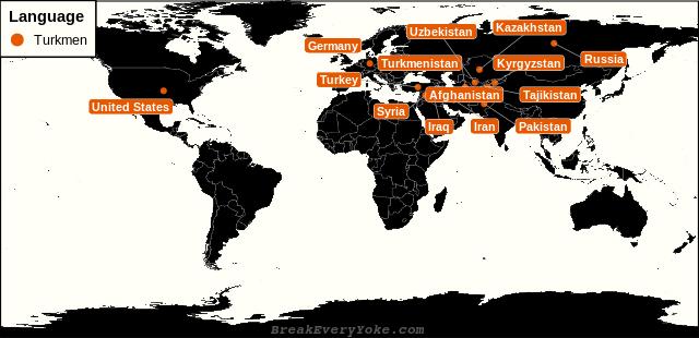 All countries where Turkmen is a significant language