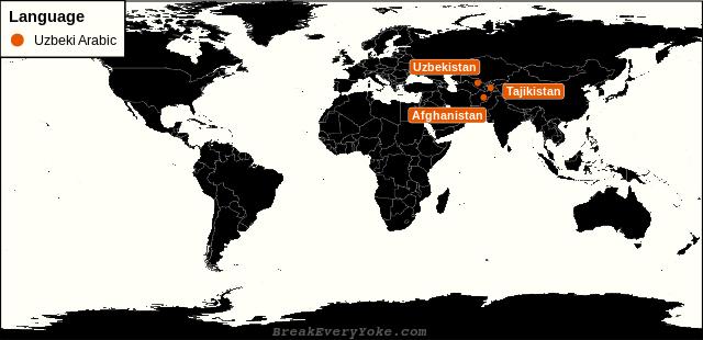 All countries where Uzbeki Arabic is a significant language