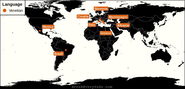 All countries where Venetian is a significant language