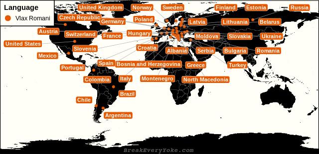 All countries where Vlax Romani is a significant language