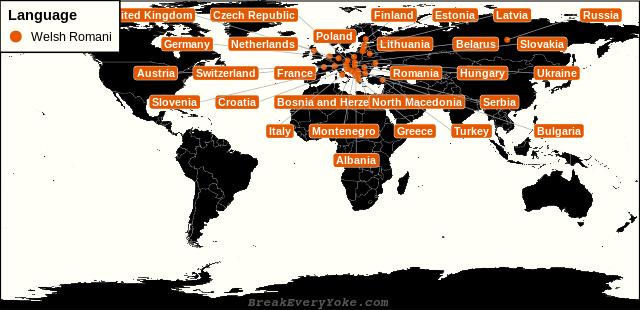 All countries where Welsh Romani is a significant language