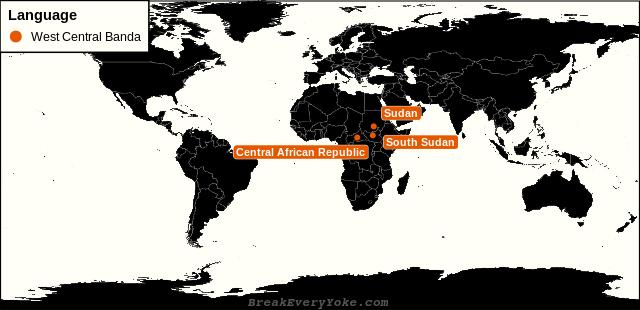 All countries where West Central Banda is a significant language