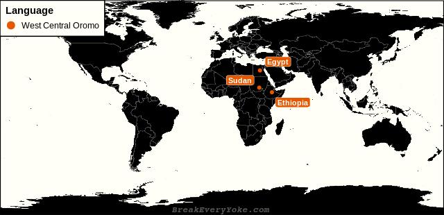 All countries where West Central Oromo is a significant language