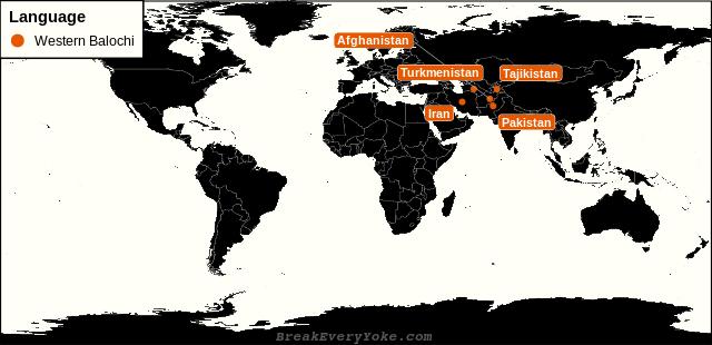 All countries where Western Balochi is a significant language