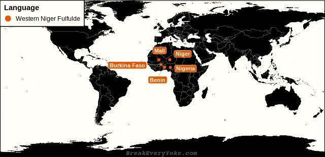 All countries where Western Niger Fulfulde is a significant language