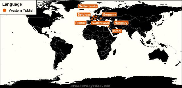 All countries where Western Yiddish is a significant language