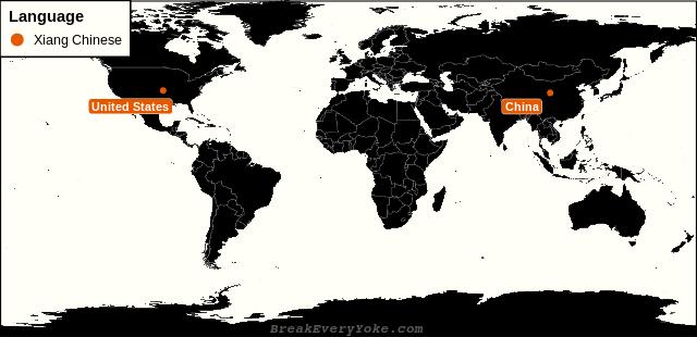 All countries where Xiang Chinese is a significant language