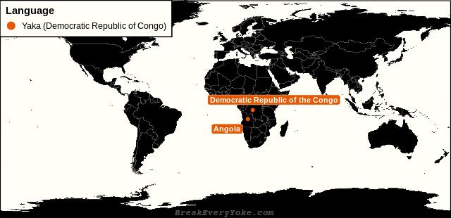 All countries where Yaka (Democratic Republic of Congo) is a significant language