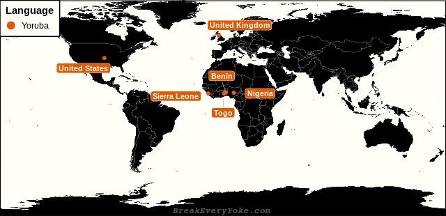 All countries where Yoruba is a significant language