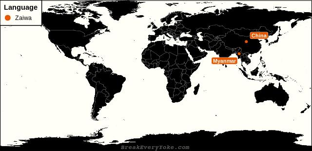 All countries where Zaiwa is a significant language