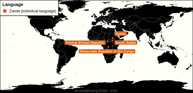 All countries where Zande (individual language) is a significant language