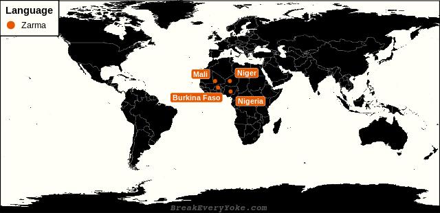 All countries where Zarma is a significant language