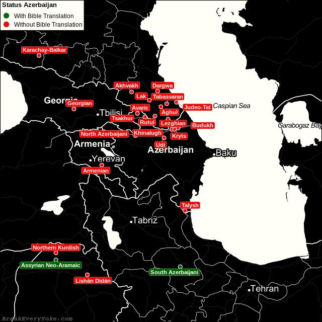 All languages with and without a free Bible Translation in Azerbaijan