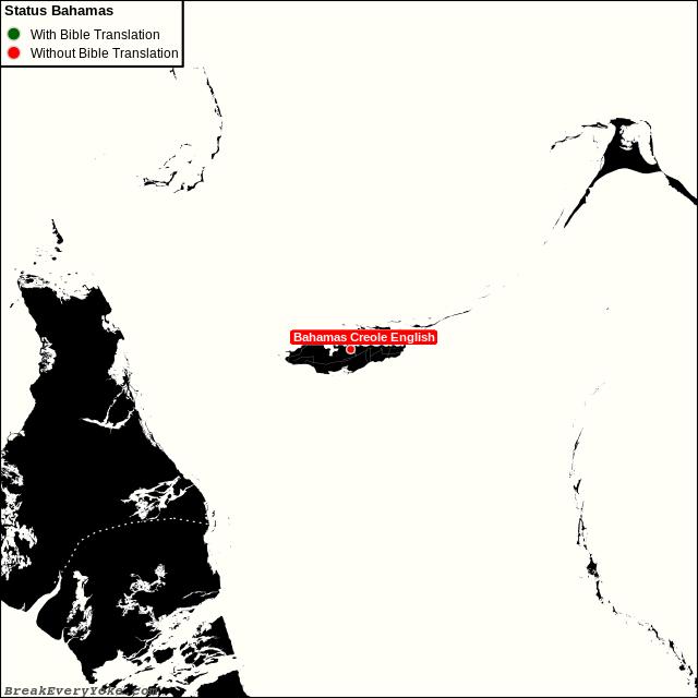 All languages with and without a free Bible Translation in The Bahamas