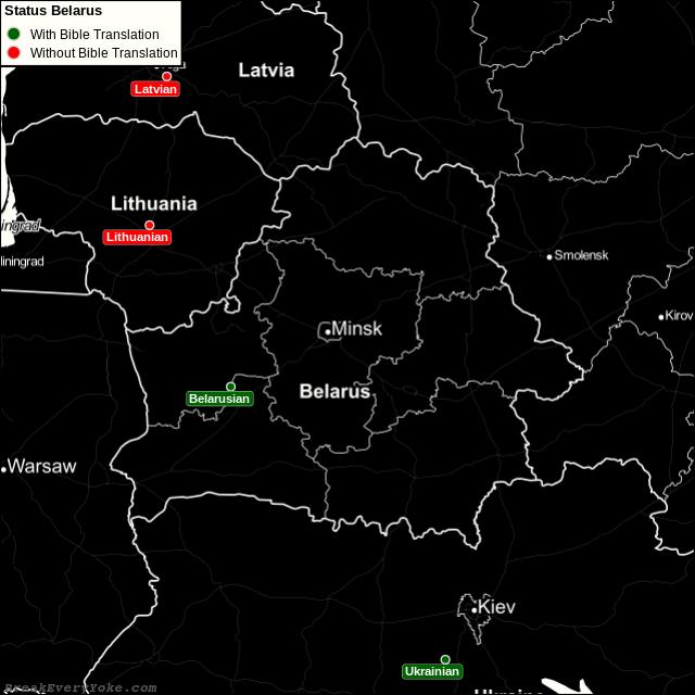 All languages with and without a free Bible Translation in Belarus