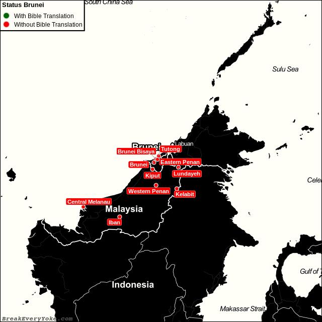 All languages with and without a free Bible Translation in Brunei