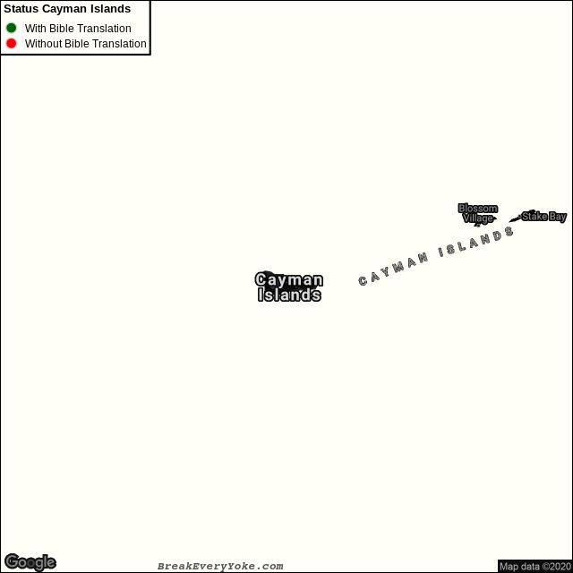 All languages with and without a free Bible Translation in the Cayman Islands