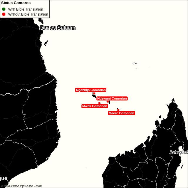 All languages with and without a free Bible Translation in Comoros