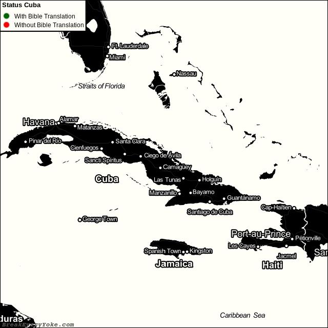 All languages with and without a free Bible Translation in Cuba