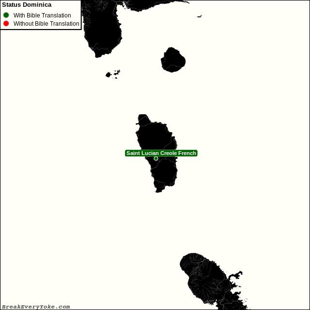 All languages with and without a free Bible Translation in Dominica