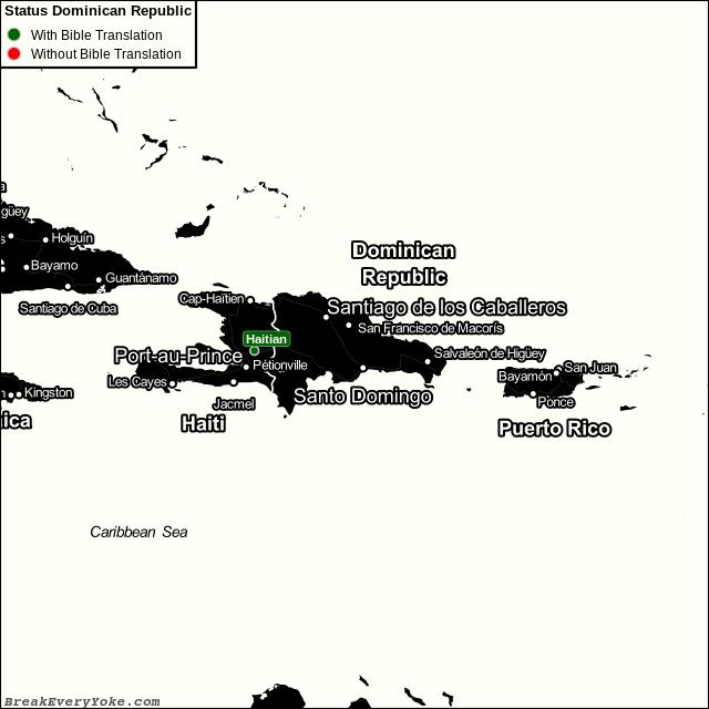 All languages with and without a free Bible Translation in the Dominican Republic