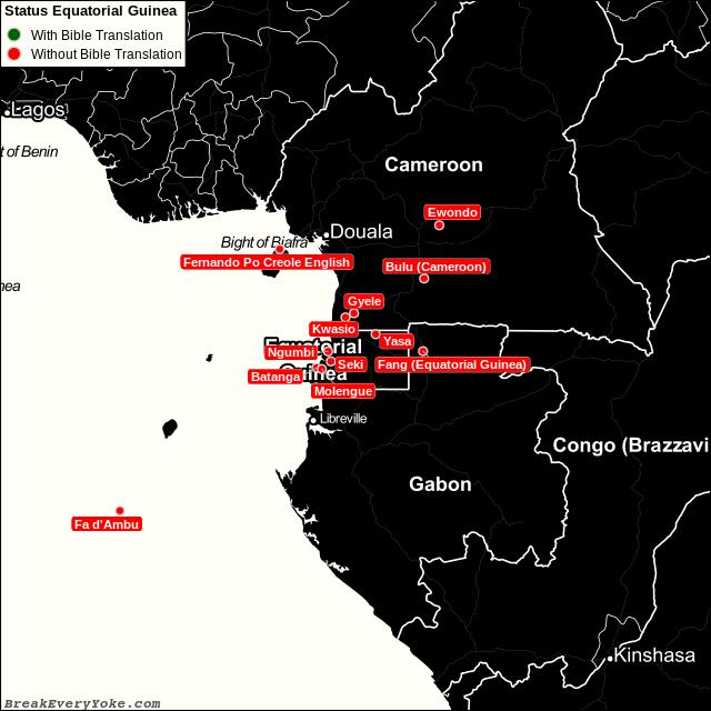 All languages with and without a free Bible Translation in Equatorial Guinea