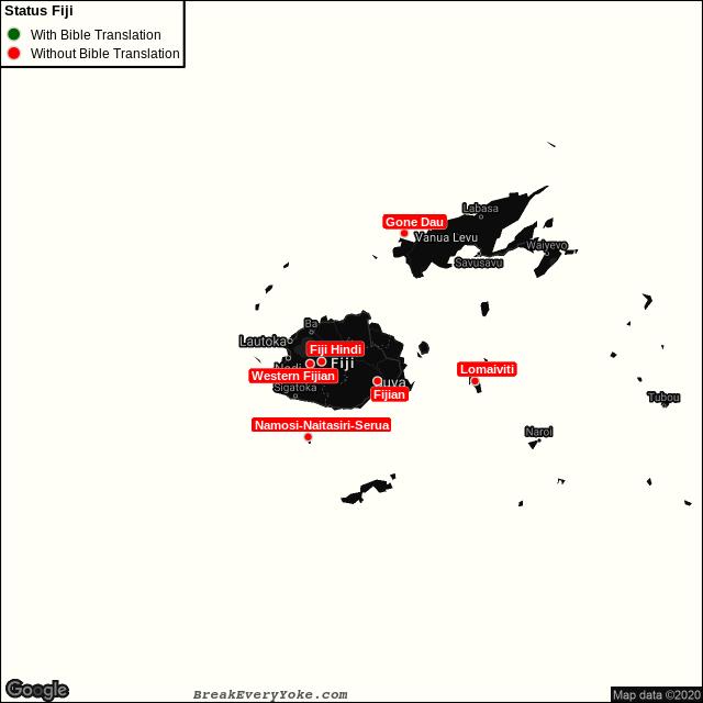 All languages with and without a free Bible Translation in Fiji