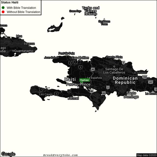 All languages with and without a free Bible Translation in Haiti