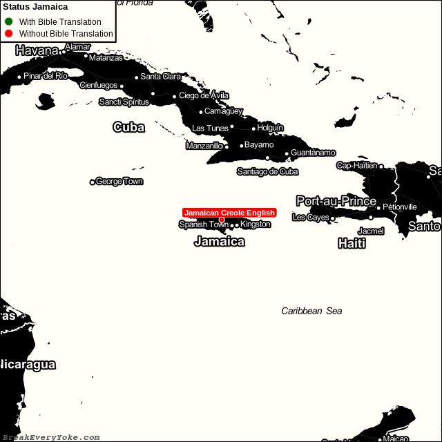 All languages with and without a free Bible Translation in Jamaica