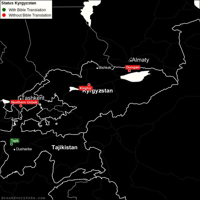All languages with and without a free Bible Translation in Kyrgyzstan