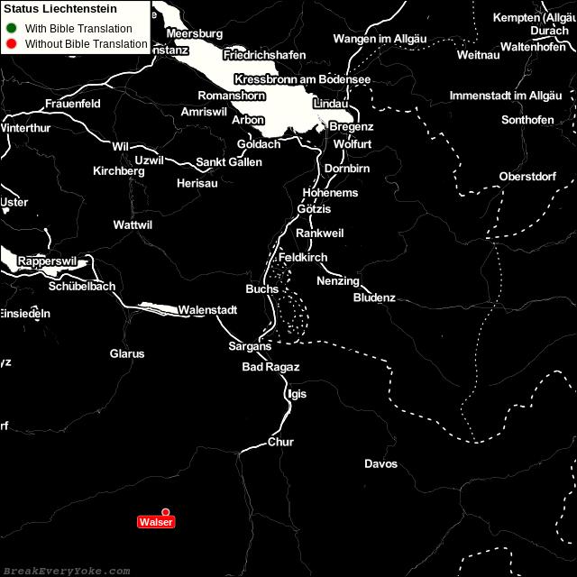 All languages with and without a free Bible Translation in Liechtenstein