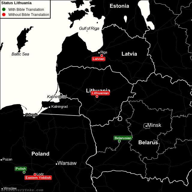 All languages with and without a free Bible Translation in Lithuania