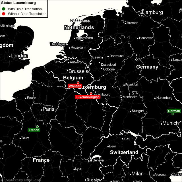 All languages with and without a free Bible Translation in Luxembourg