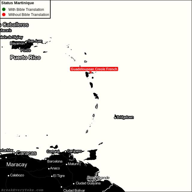 All languages with and without a free Bible Translation in Martinique