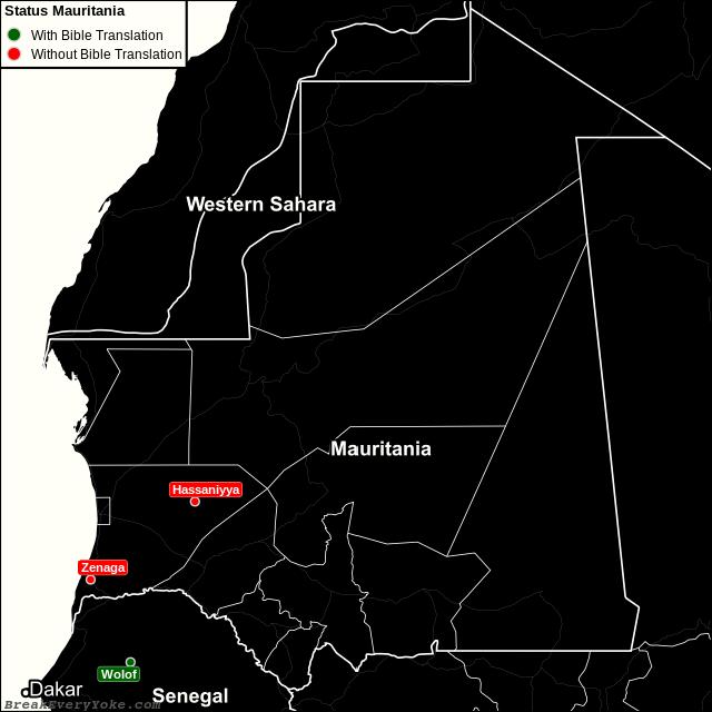 All languages with and without a free Bible Translation in Mauritania