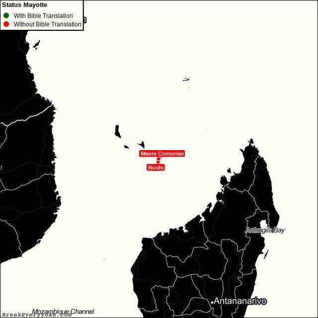 All languages with and without a free Bible Translation in Mayotte