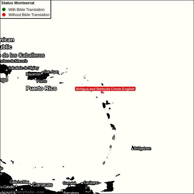 All languages with and without a free Bible Translation in Montserrat