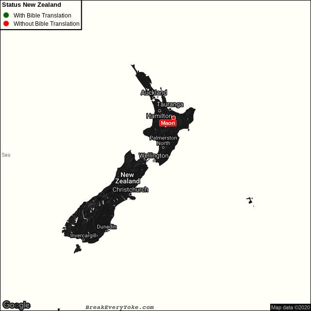 All languages with and without a free Bible Translation in New Zealand