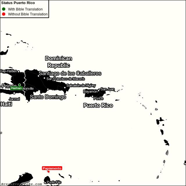 All languages with and without a free Bible Translation in Puerto Rico