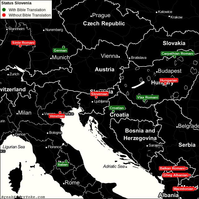 All languages with and without a free Bible Translation in Slovenia