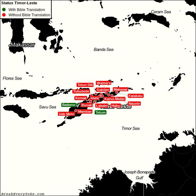 All languages with and without a free Bible Translation in Timor-Leste